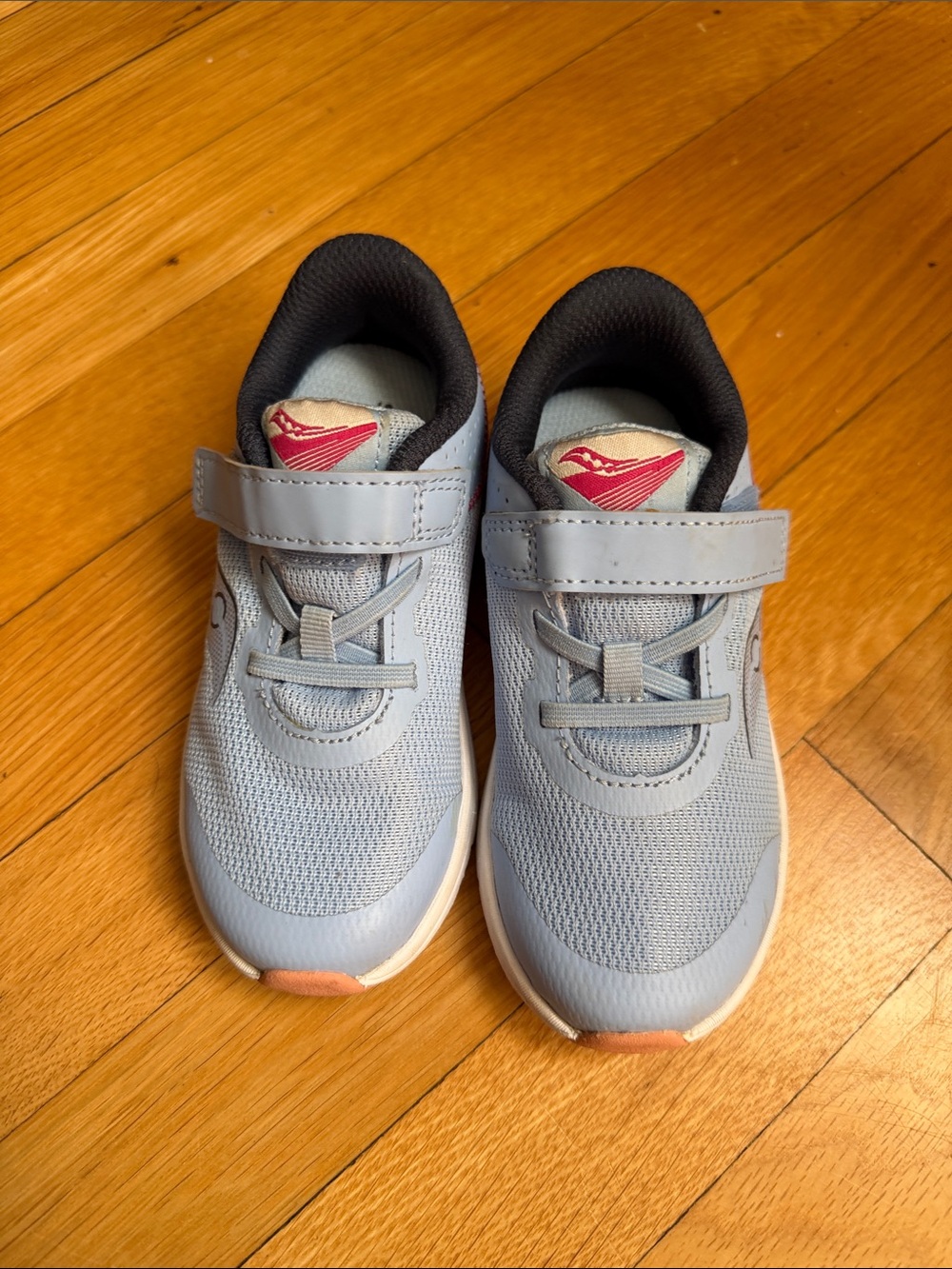 Saucony Light Blue and Pink Kids Sneakers with Hook-and-Loop Strap